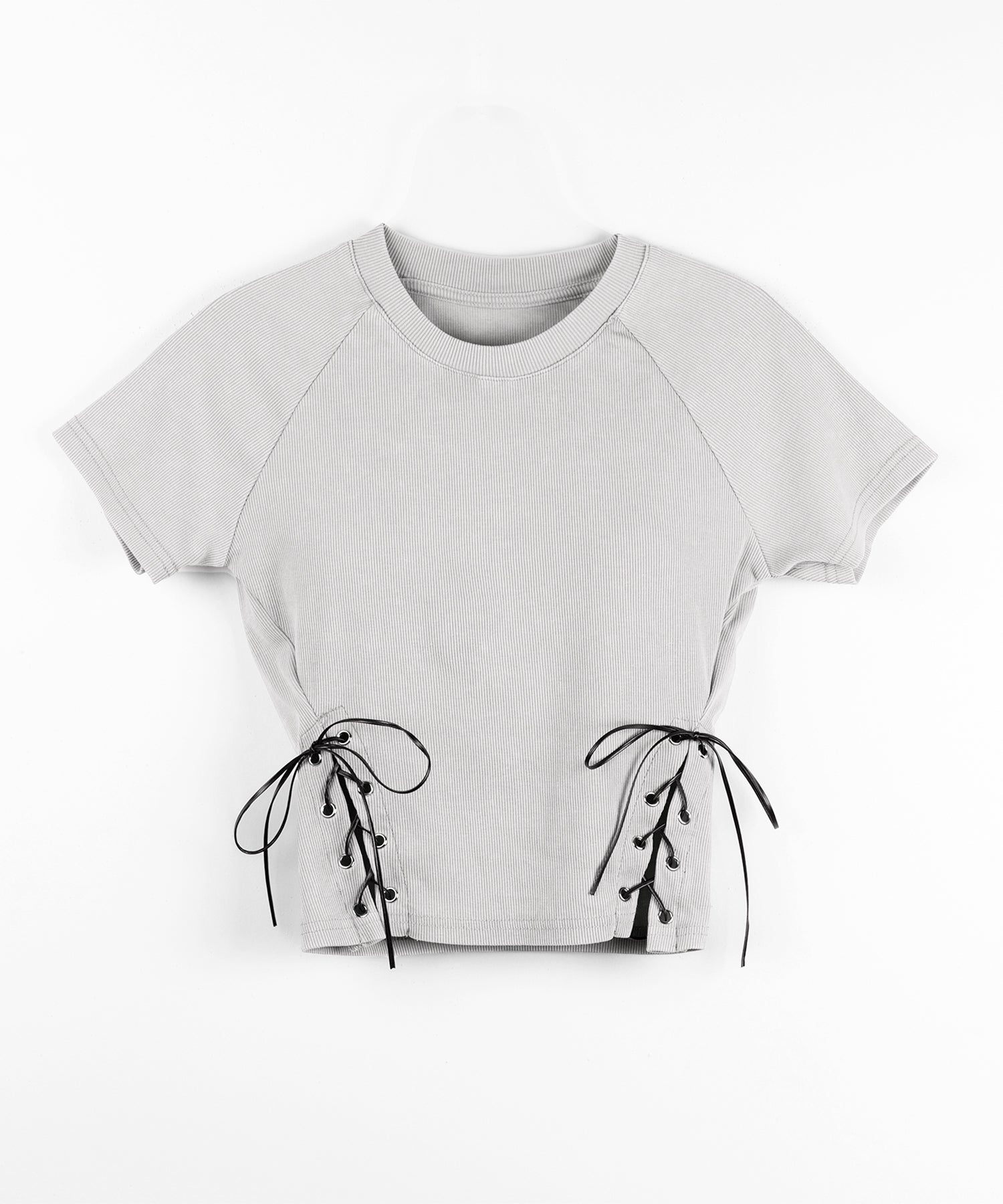 ヴィンテージサイドレースアップカットアウト半袖ショートTシャツ ／ vintage side lace up cutout short short sleeve T-shirts
