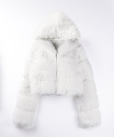 フェイクファーフーディショートコート ／ fake fur hoodie short coat