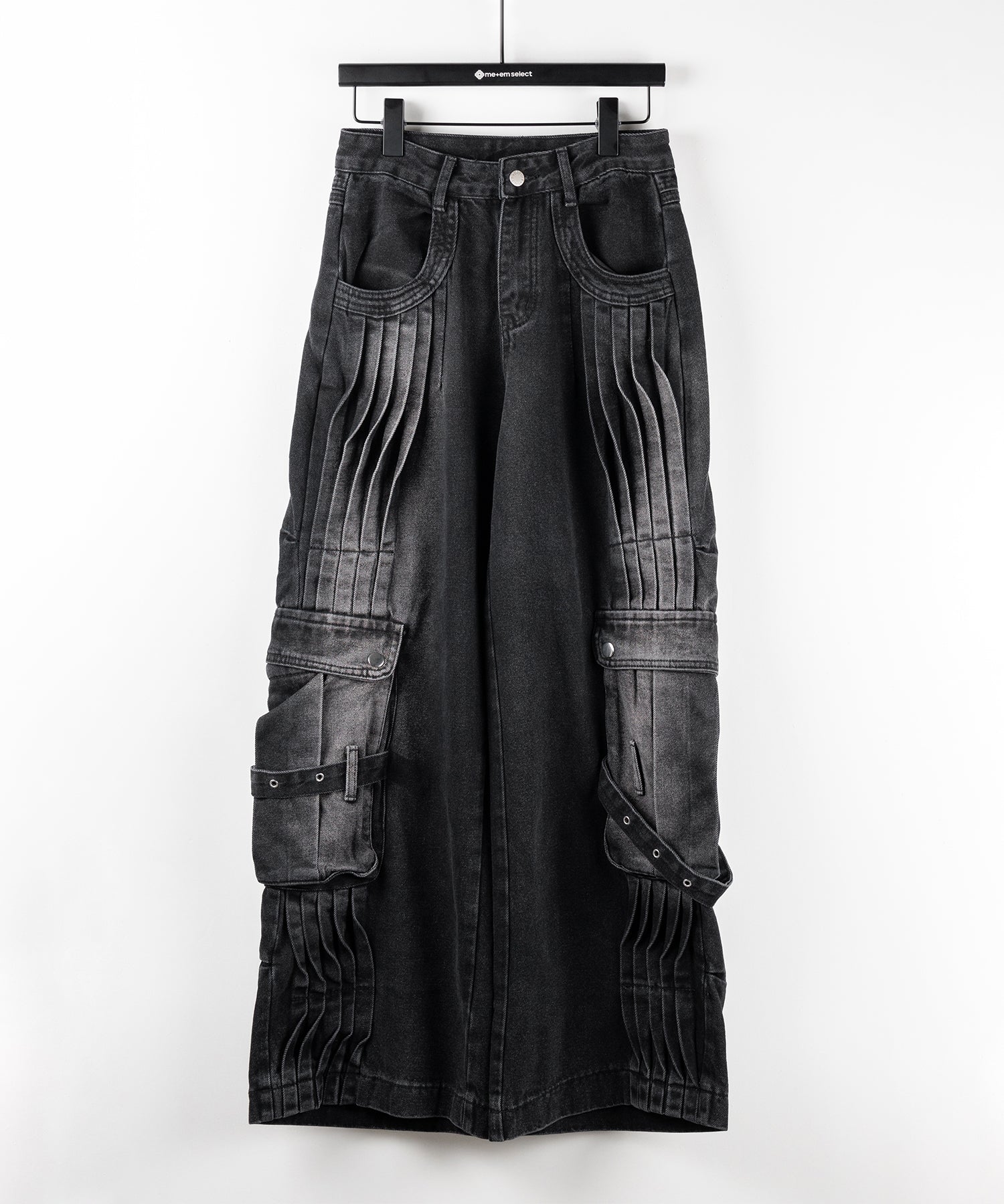 【 ４size 】カーゴプリーツブラックヴィンテージワイドデニム ／cargo pleated black vintage wide denim