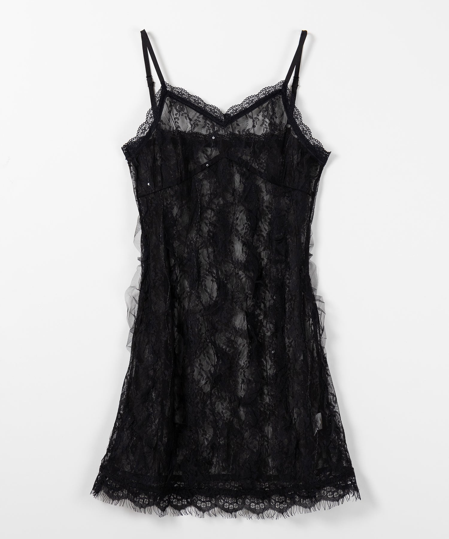 【 ２color 】チュールドッキングレースチュニックキャミソール ／ tulle docking lace tunic camisole
