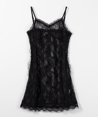 【 ２color 】チュールドッキングレースチュニックキャミソール ／ tulle docking lace tunic camisole