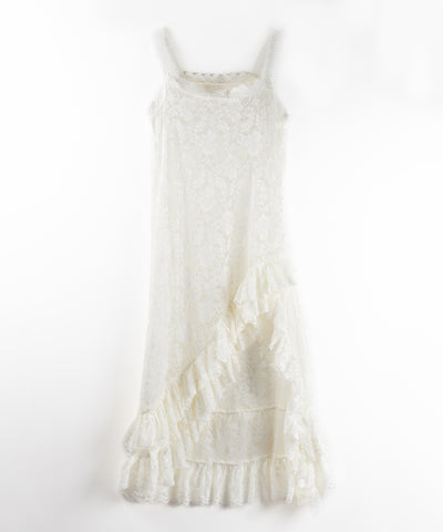 【 ２color 】アシンメトリーフリルレイヤードレースキャミワンピース ／ asymmetry frill layered lace cami onepiece