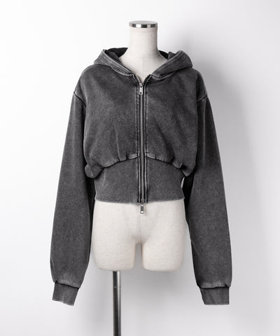 【 セットアップ 】ピグメントヴィンテージショートパーカー ＋ ワイドパンツ SET ／ pigment vintage short hoodie + wide pants SET