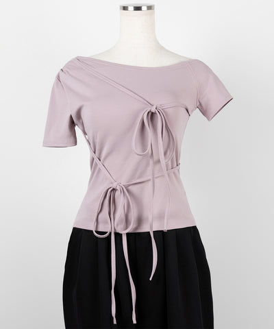 ストリングリボンスリムフィットTシャツ ／ string ribbon slim fit T-shirts