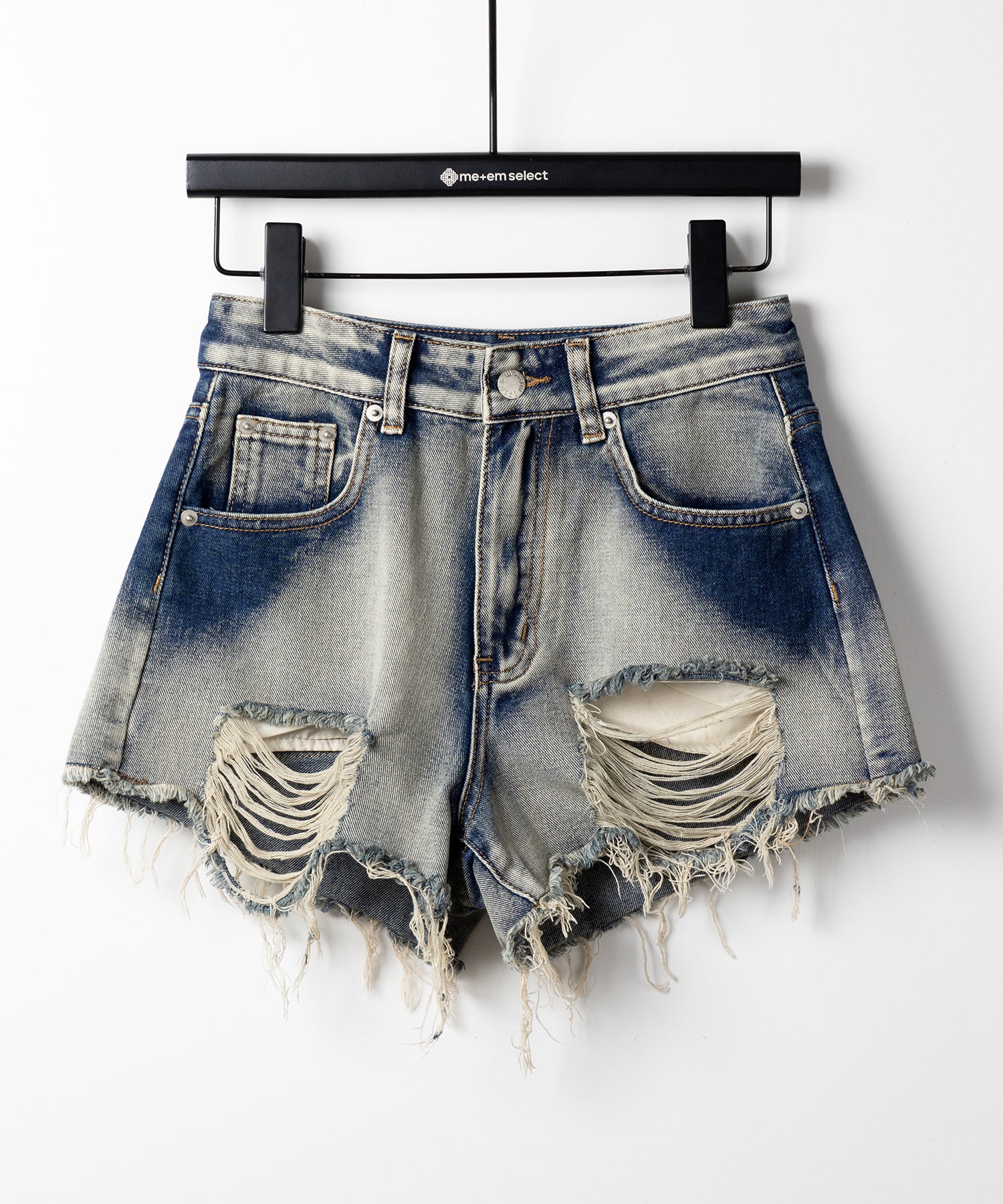 【 ２color 】クラッシュダメージブリーチデニムショートパンツ ／ crush damaged bleach denim short pants