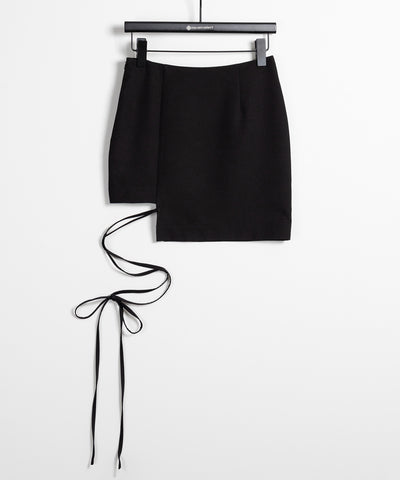 【 ２color 】クロスストラップサイドリボンミニスカート ／ cross strap side ribbon mini skirt