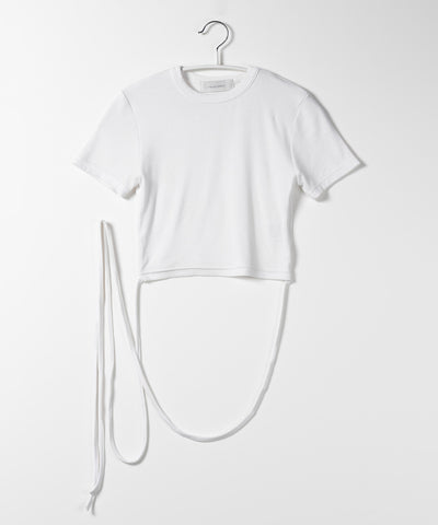 【 ４color 】ストラップウエストリボンショート半袖Ｔシャツ【 韓国製 】