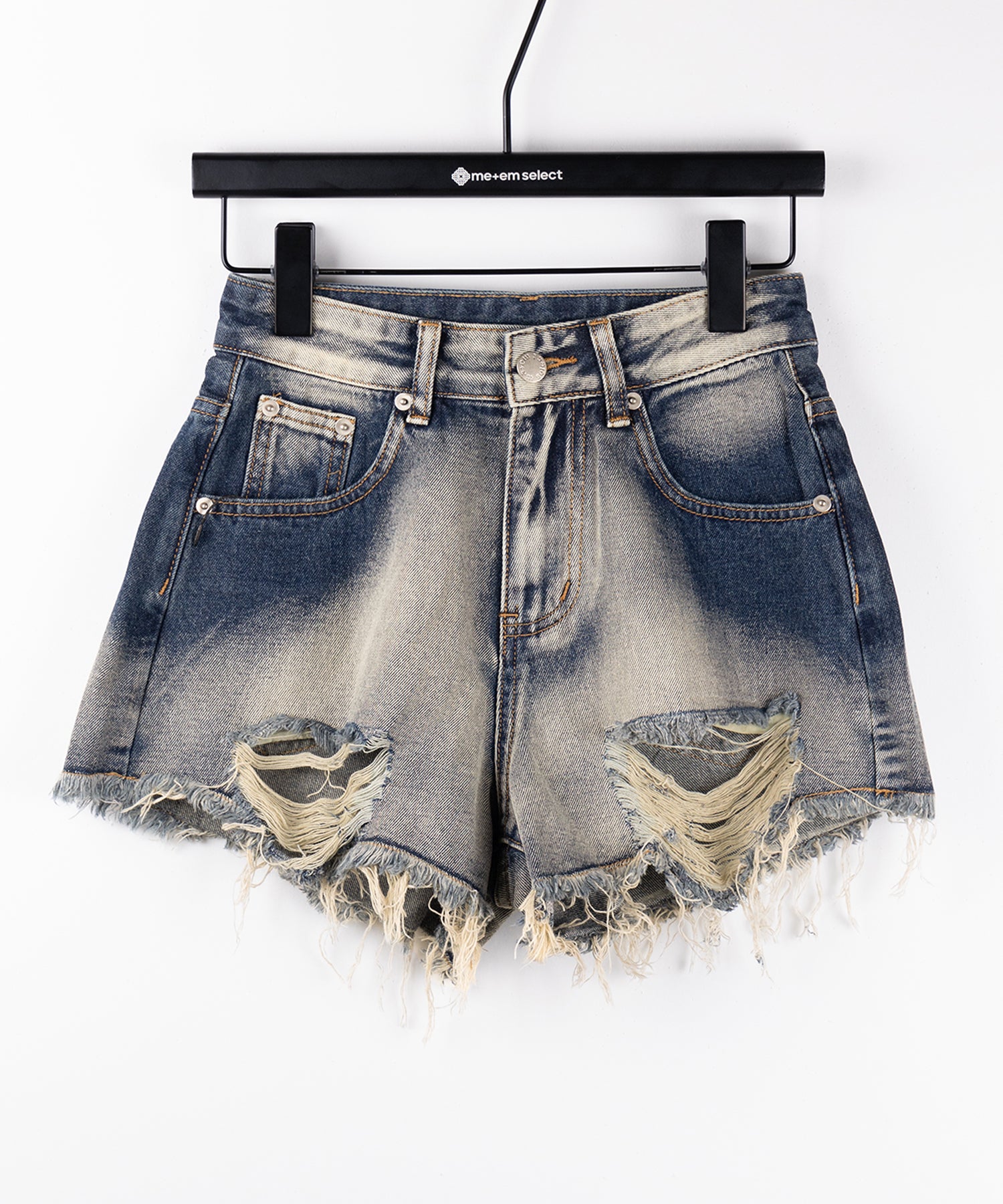 【 ２color 】クラッシュダメージブリーチデニムショートパンツ ／ crush damaged bleach denim short pants