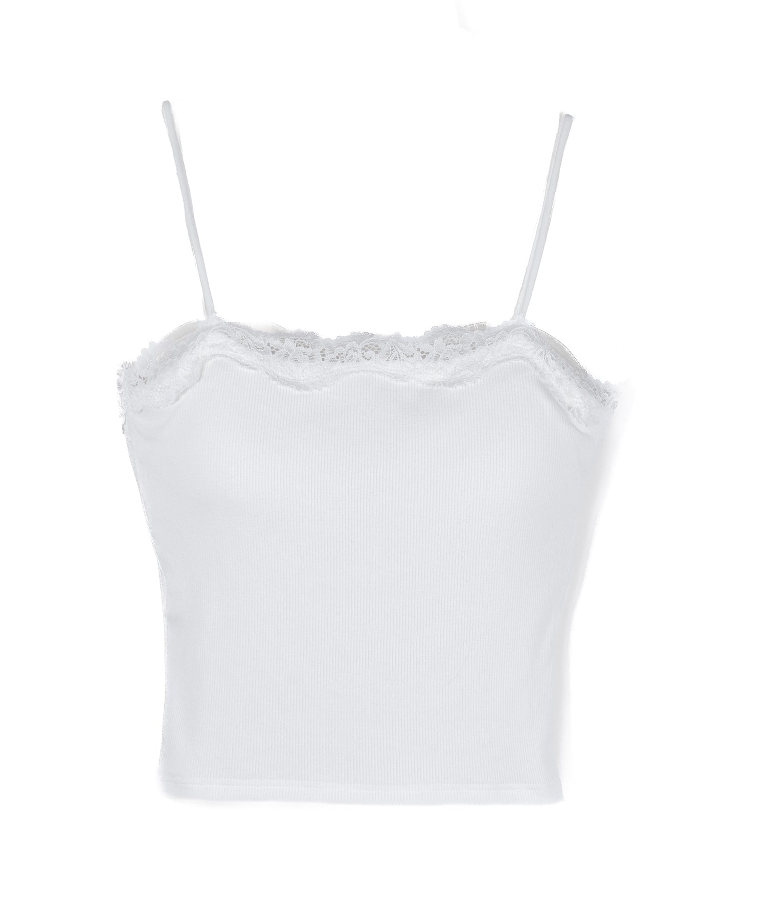 レース切替スクエアクロップドキャミソール ／ Lace switched square cropped camisole