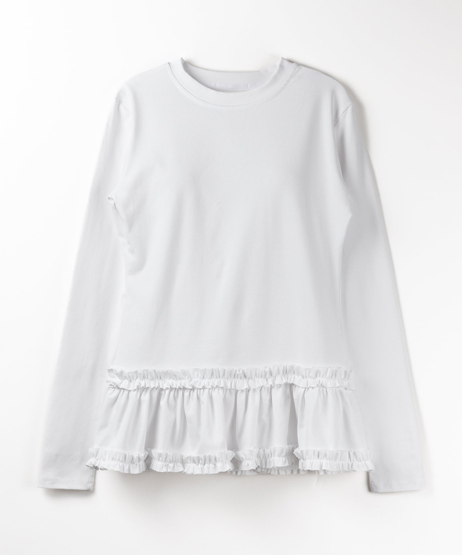【 ３color 】裾フリルレイヤード長袖トップス ／ hem frill layered long sleeve tops