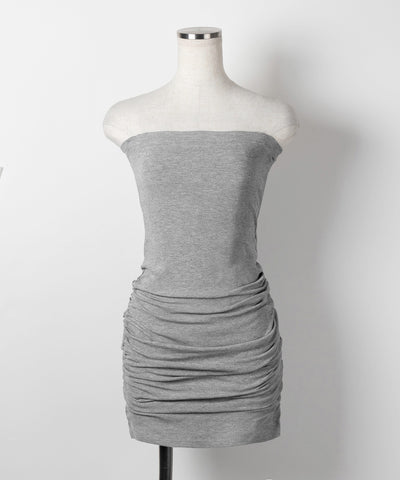 【 ２color 】サイドシャーリングタイトリブミニワンピース ／ side shirring tight rib mini onepiece