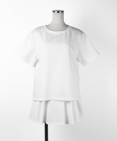 【 セットアップ 】オーバーサイズ半袖Ｔシャツ＋プリーツミニスカート SET ／( SETUP ) oversize shortsleeve Tee + pleated mini skirt SET