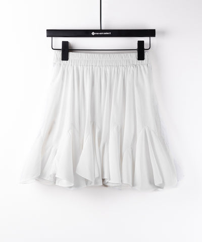 【 ２color ／インパン裏地付き 】ハイウエストドレープフレアミニスカート ／ high waist draped flare mini skirt