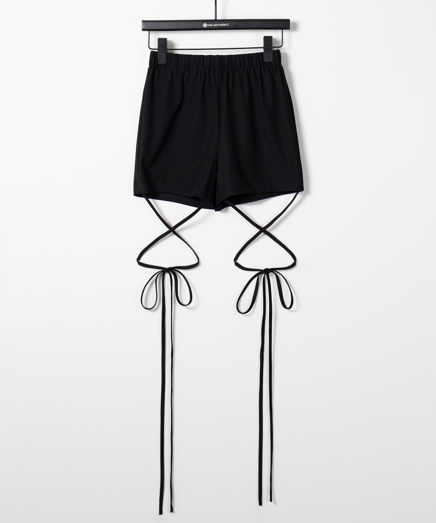 【 セルフカット調節可能 】クロスストラップリボンバイカーレギンスパンツ ／ cross strap ribbon biker leggings pants