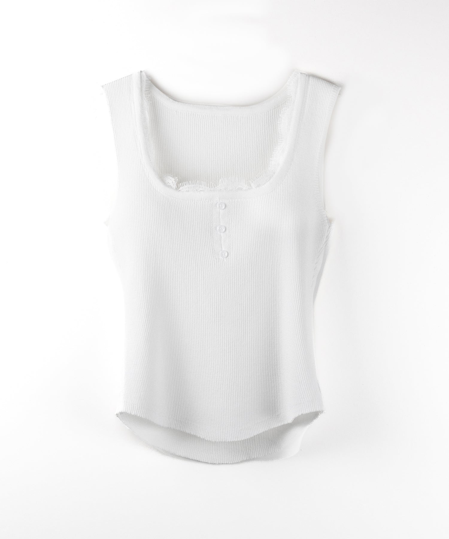 【 ２color 】スクエアネックレースニットタンクトップ ／square neck lace knit tank top