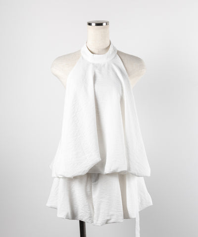 【 ベルト付 】ワンホンホルターネックギャザーフレアセットアップ ／ wanghong halter neck gathered flare SETUP