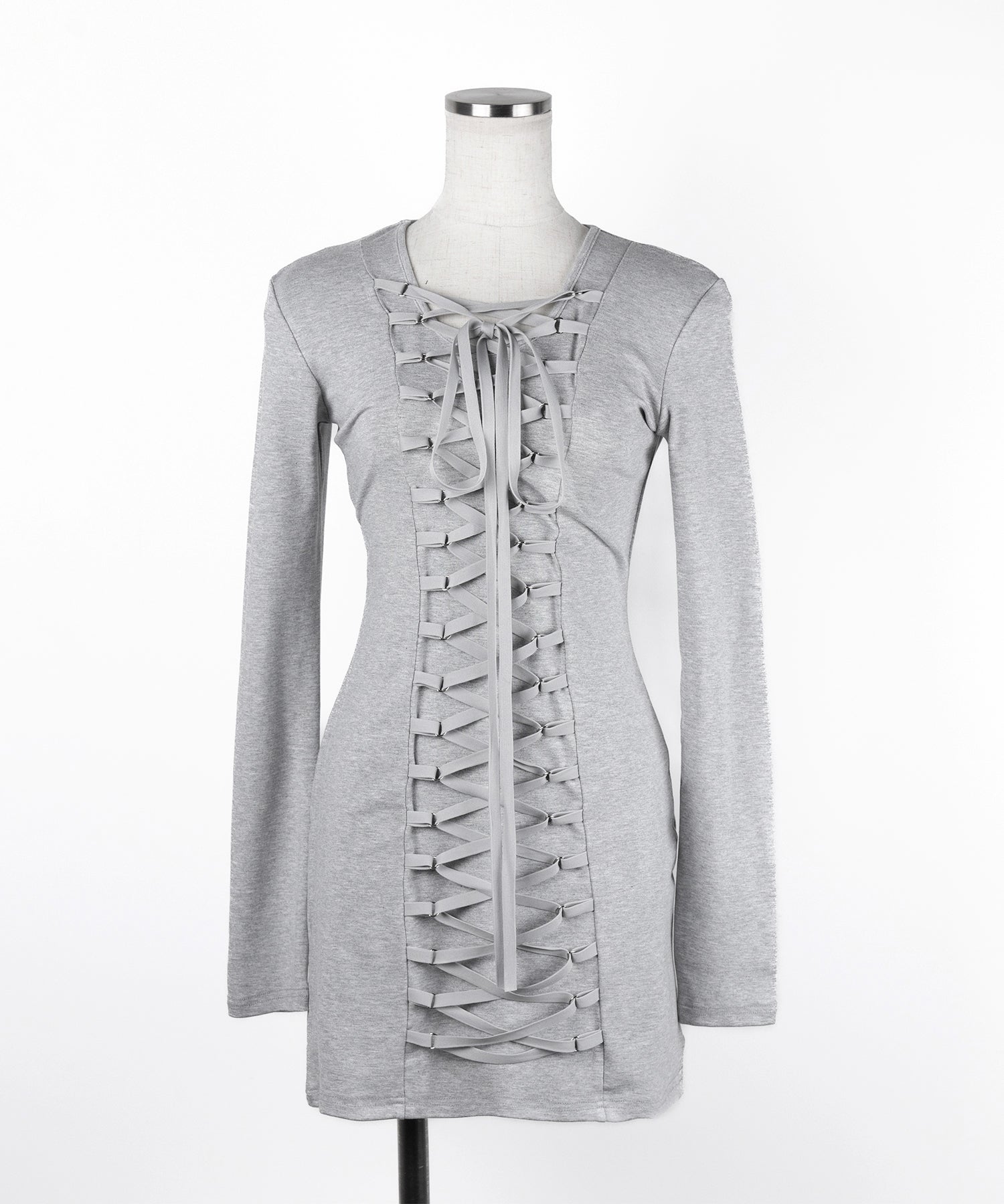 【 ２WAY 】レースアップコルセットリボンチョーカーミニワンピース ／ lace up corset ribbon choker mini onepiece