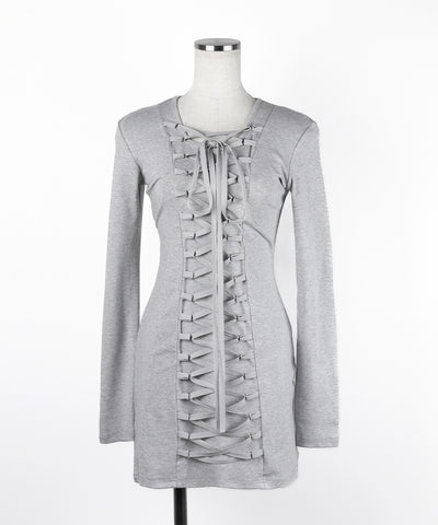 【 ２WAY 】レースアップコルセットリボンチョーカーミニワンピース ／ lace up corset ribbon choker mini onepiece