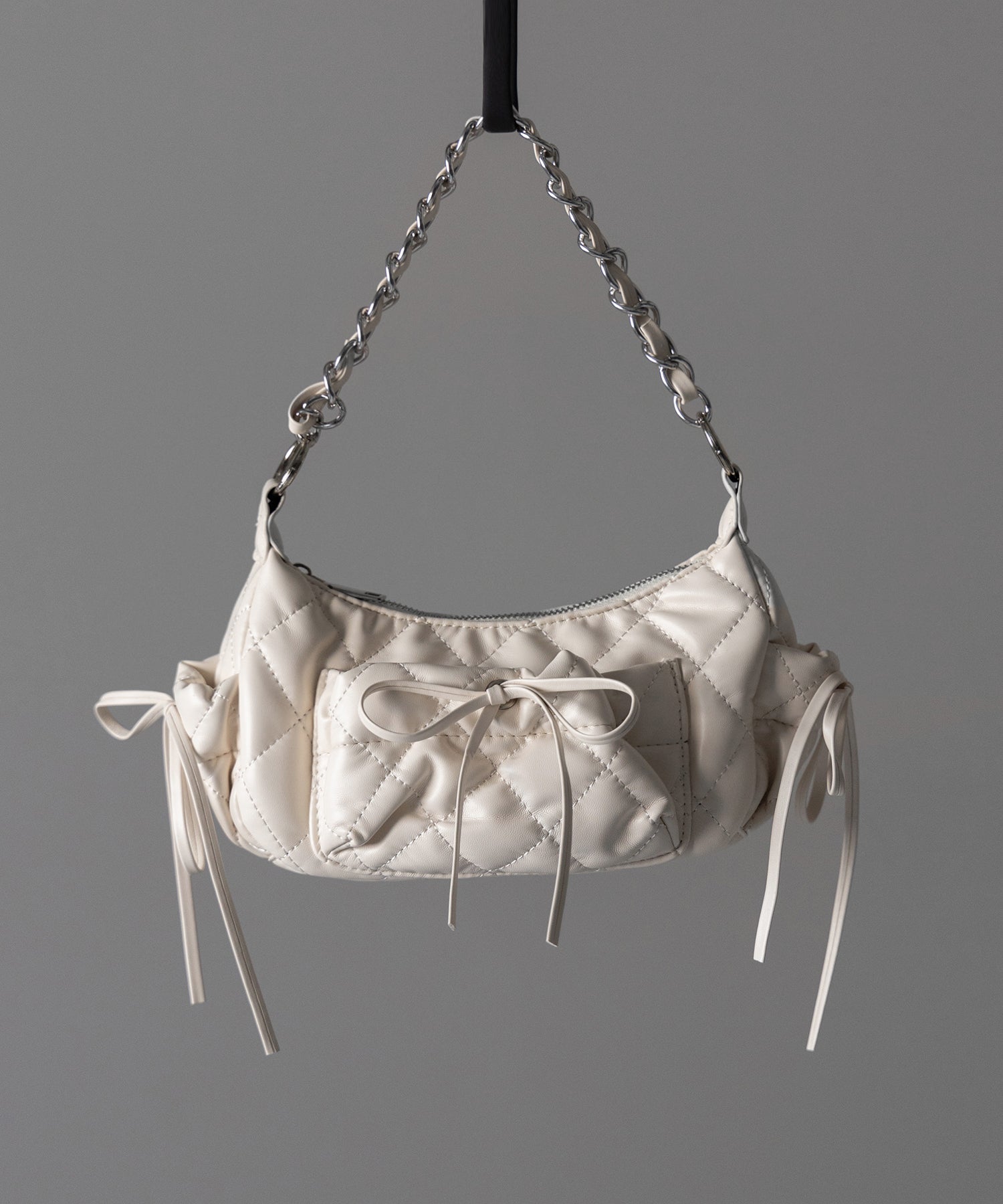 【 ３color ／２WAY 】ストラップリボンキルティングチェーンショルダーバッグ ／ strap ribbon quilted chain shoulder bag