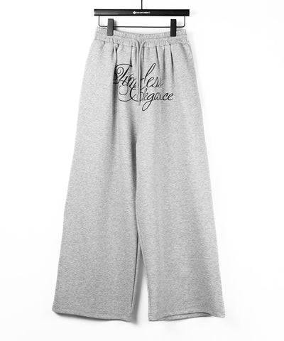 フロントレタリングロゴ刺繍ワイドスウェットパンツ ／ front lettering logo embroidery wide sweatpants