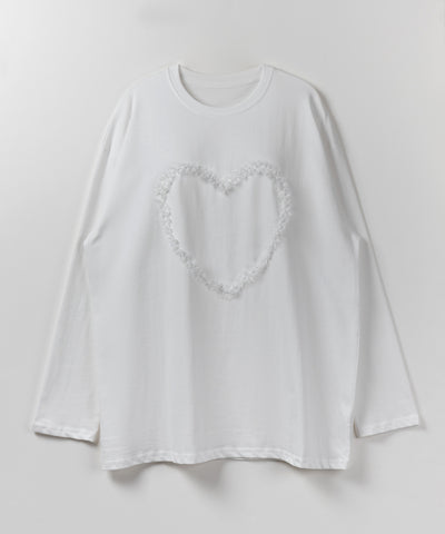 【 ３color 】ハートレースビッグロンＴ ／ heart lace BIG long sleeve T-shirt