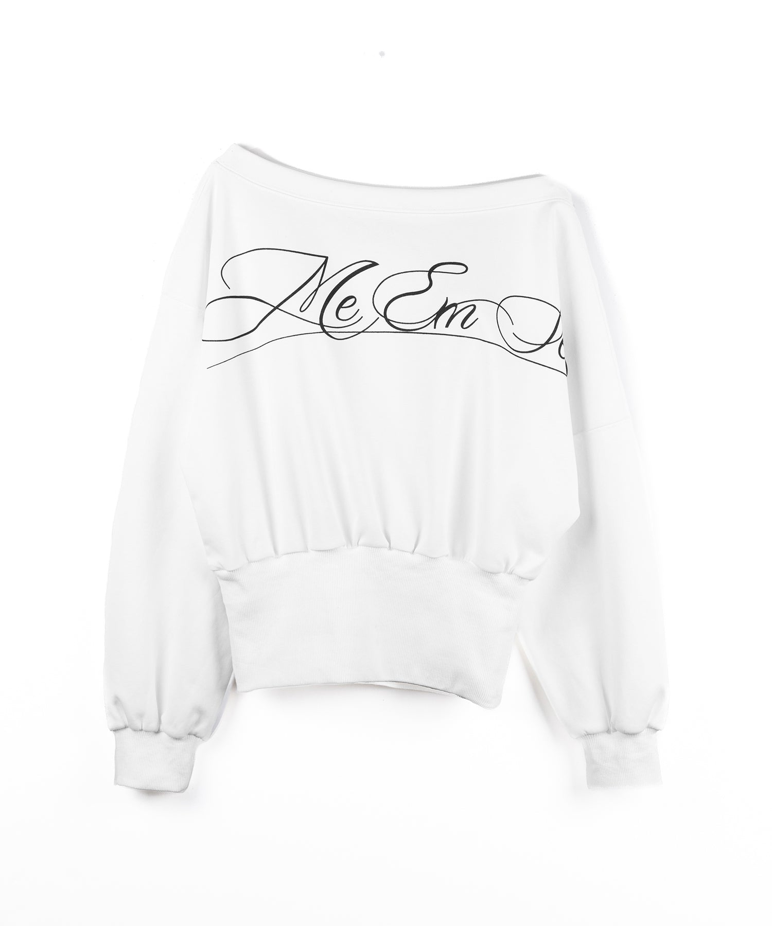 レタリングロゴワンショルショートスウェットライクトップス ／ lettering logo one-shoulder short sweatlike tops