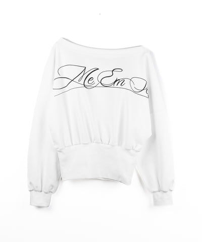 レタリングロゴワンショルショートスウェットライクトップス ／ lettering logo one-shoulder short sweatlike tops
