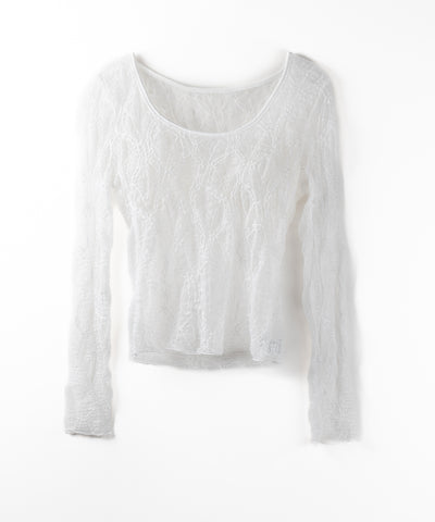 【 ２color ／２WAY 】ワンショルルーズシアーレーストップス ／ one shoulder loose sheer lace tops