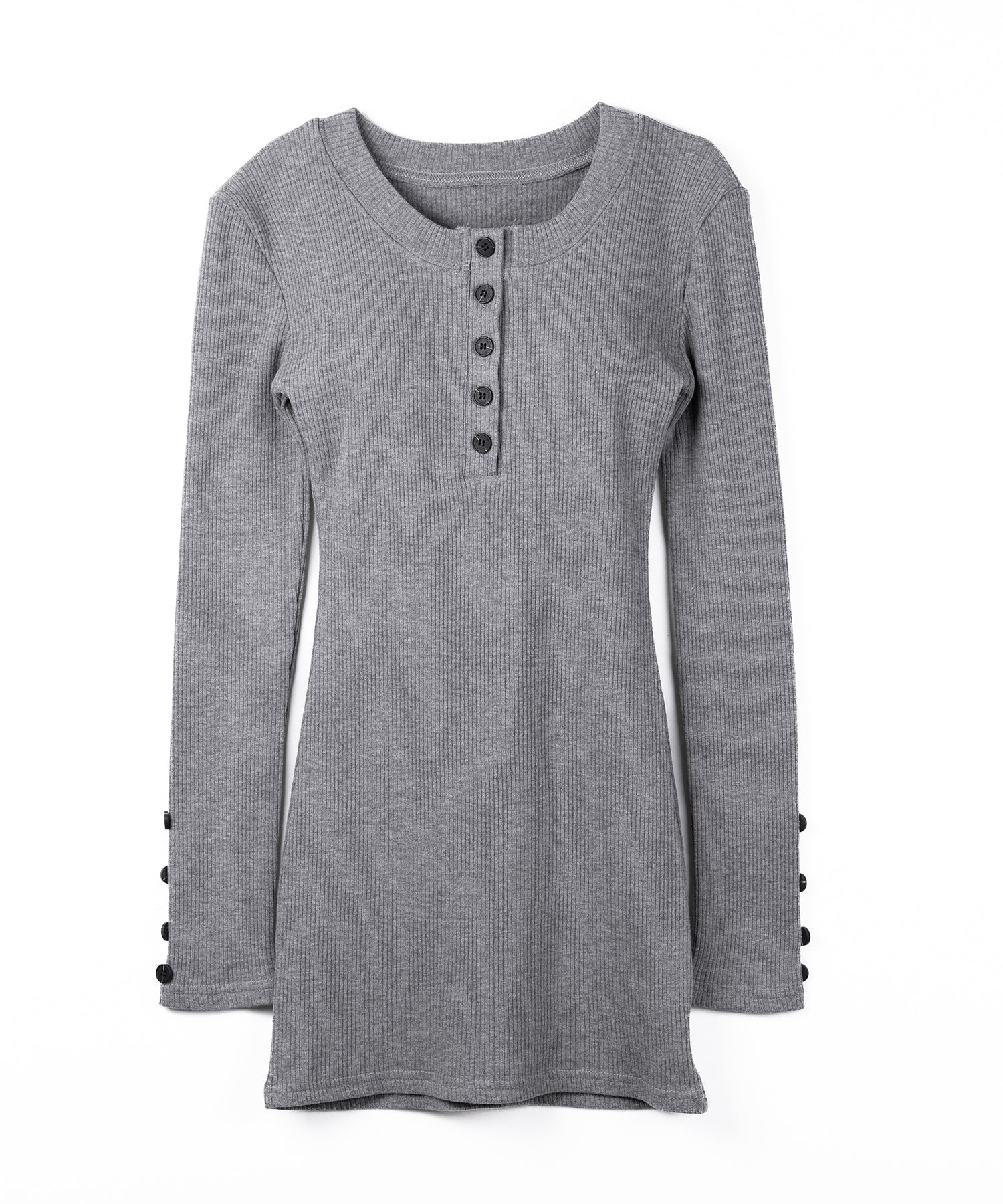 裏起毛ヘンリーネックタイトミニワンピース ／ urakimo henley neck tight mini onepiece