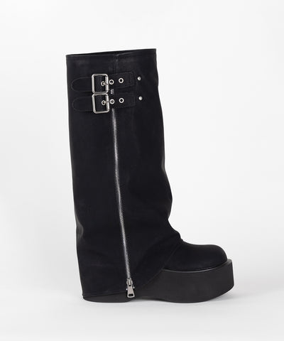 【 ２color 】ベルテッドヴィンテージ厚底カバーロングブーツ ／belted vintage platform cover long boots