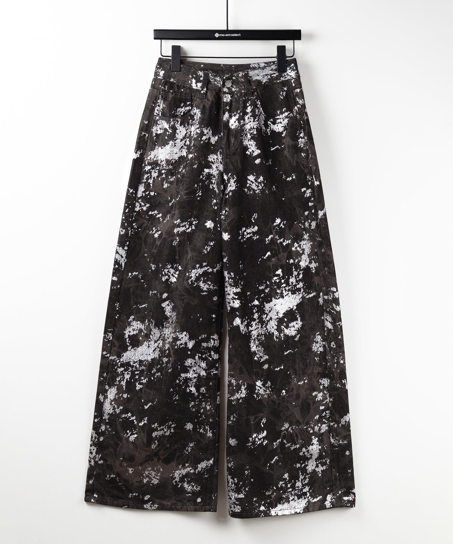 【 ３SIZE 】箔プリントブリーチヴィンテージワイドデニム ／ Foil print bleached vintage wide denim