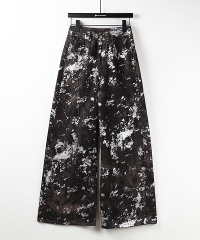 【 ３SIZE 】箔プリントブリーチヴィンテージワイドデニム ／ Foil print bleached vintage wide denim