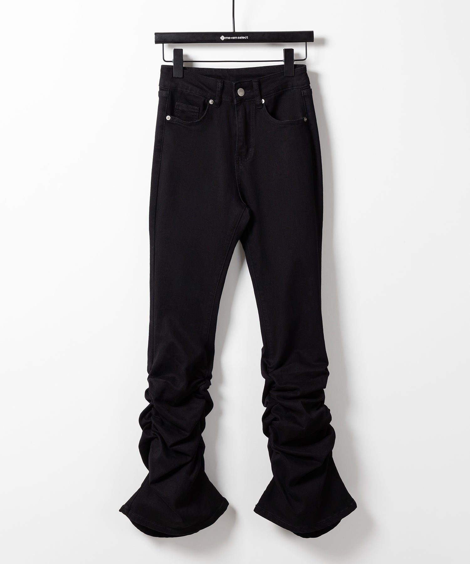 ヘムシャーリングギャザーストレッチフレアパンツ ／ Hem shirring gather stretch flare pants