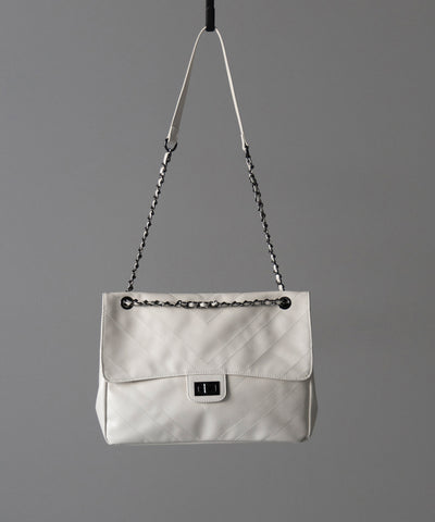 【 ３color 】２WAY チェーンフェイクレザーフラップショルダーバッグ ／ 2WAY chain fake leather flap shoulder bag
