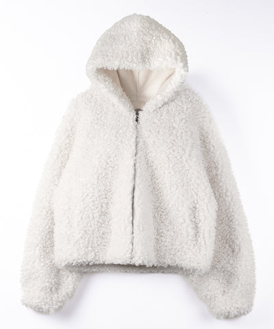 テディボアジップアップフーディクロップドコート ／ teddy boa zipup hoodie cropped cat