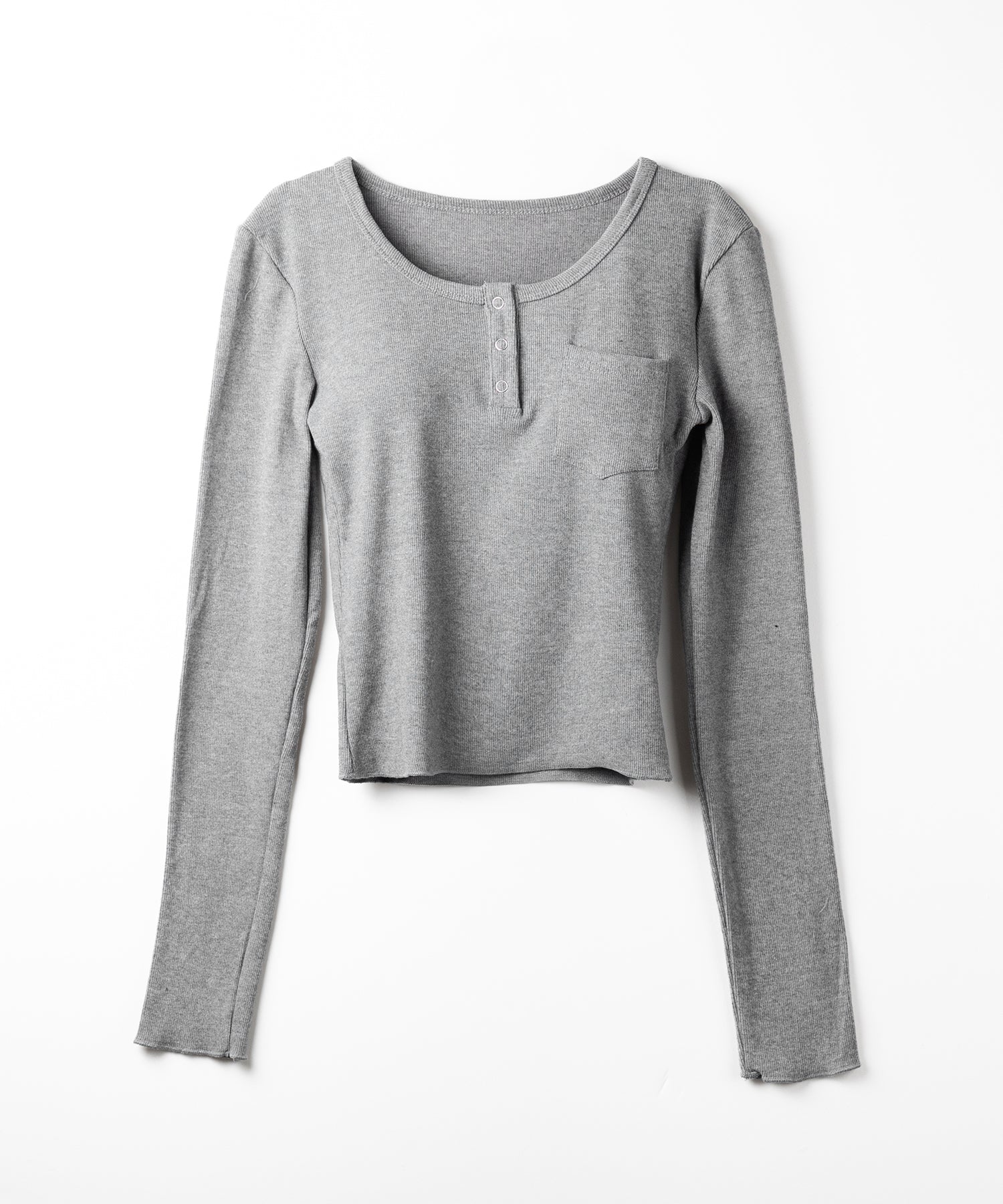裏起毛ヘンリーネックスリムトップス ／ urakimo henry neck slim tops