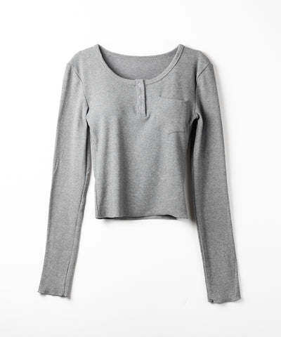 裏起毛ヘンリーネックスリムトップス ／ urakimo henry neck slim tops