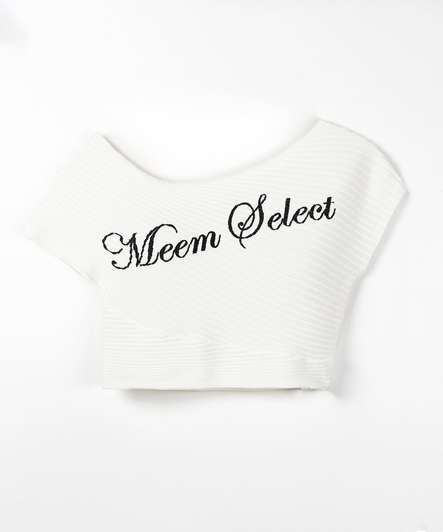 レタリングロゴワンショルリブニット ／ lettering logo oneshoulder lib knit