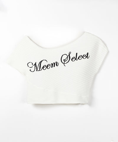レタリングロゴワンショルリブニット ／ lettering logo oneshoulder lib knit