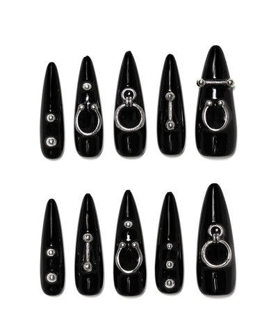ボディピアスデザインロングネイルチップ ／ body pierce design long nail tips