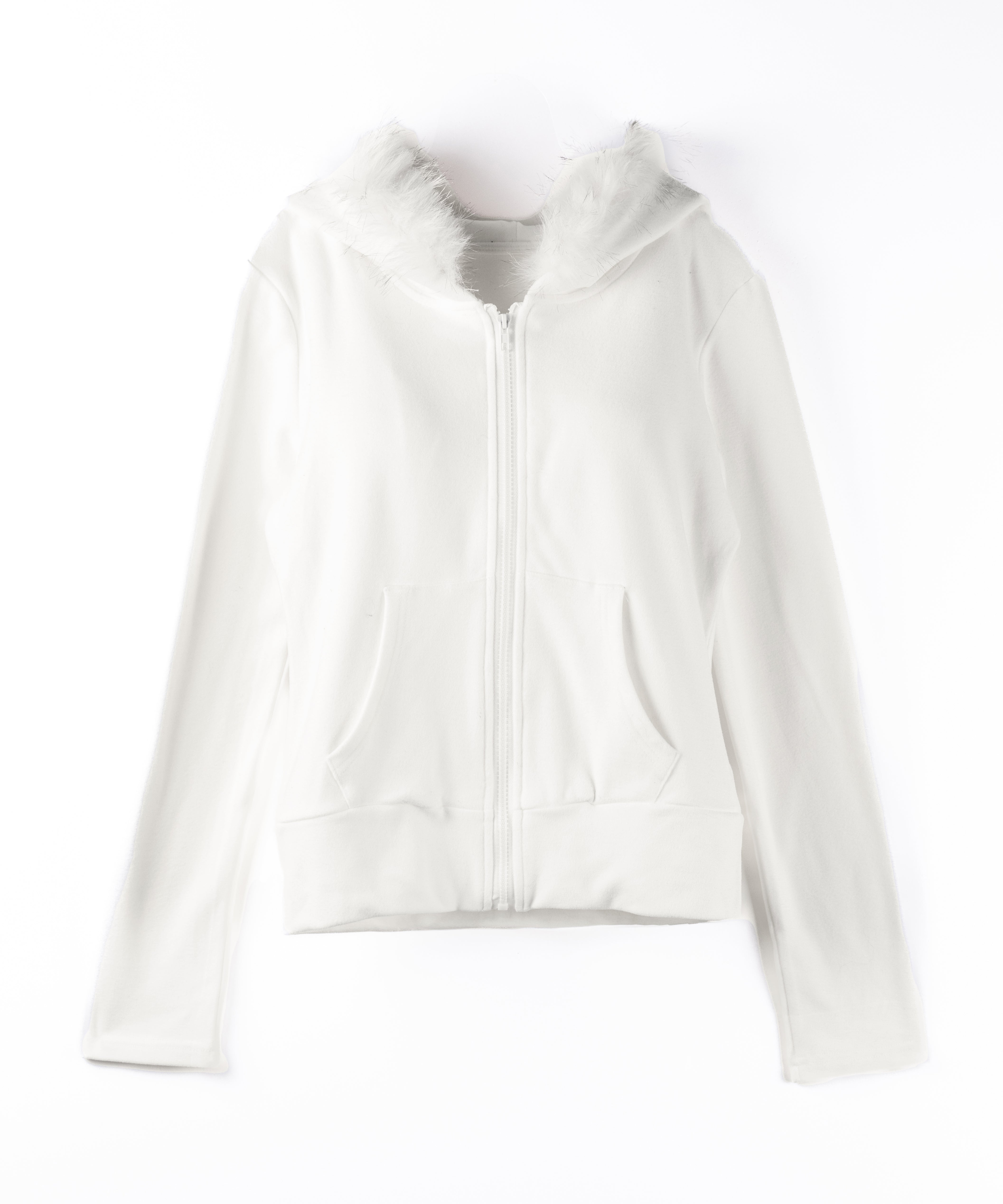 フェイクファーフーディジップアップパーカー ／ fake fur hooded zipup hoodie