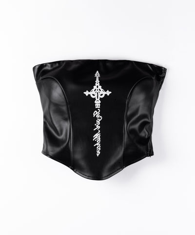 【 限定先行販売 】cross design fakeleather bare tops