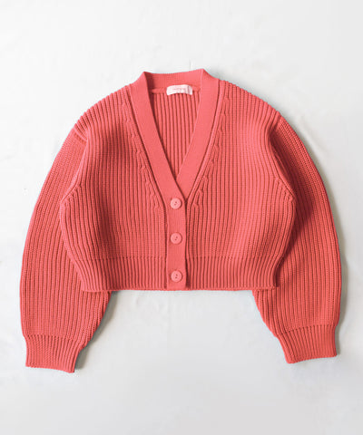 【 ミームセレクトオリジナル 】ショート丈ボリュームリブニットカーディガン ／ short volume libknit cardigan