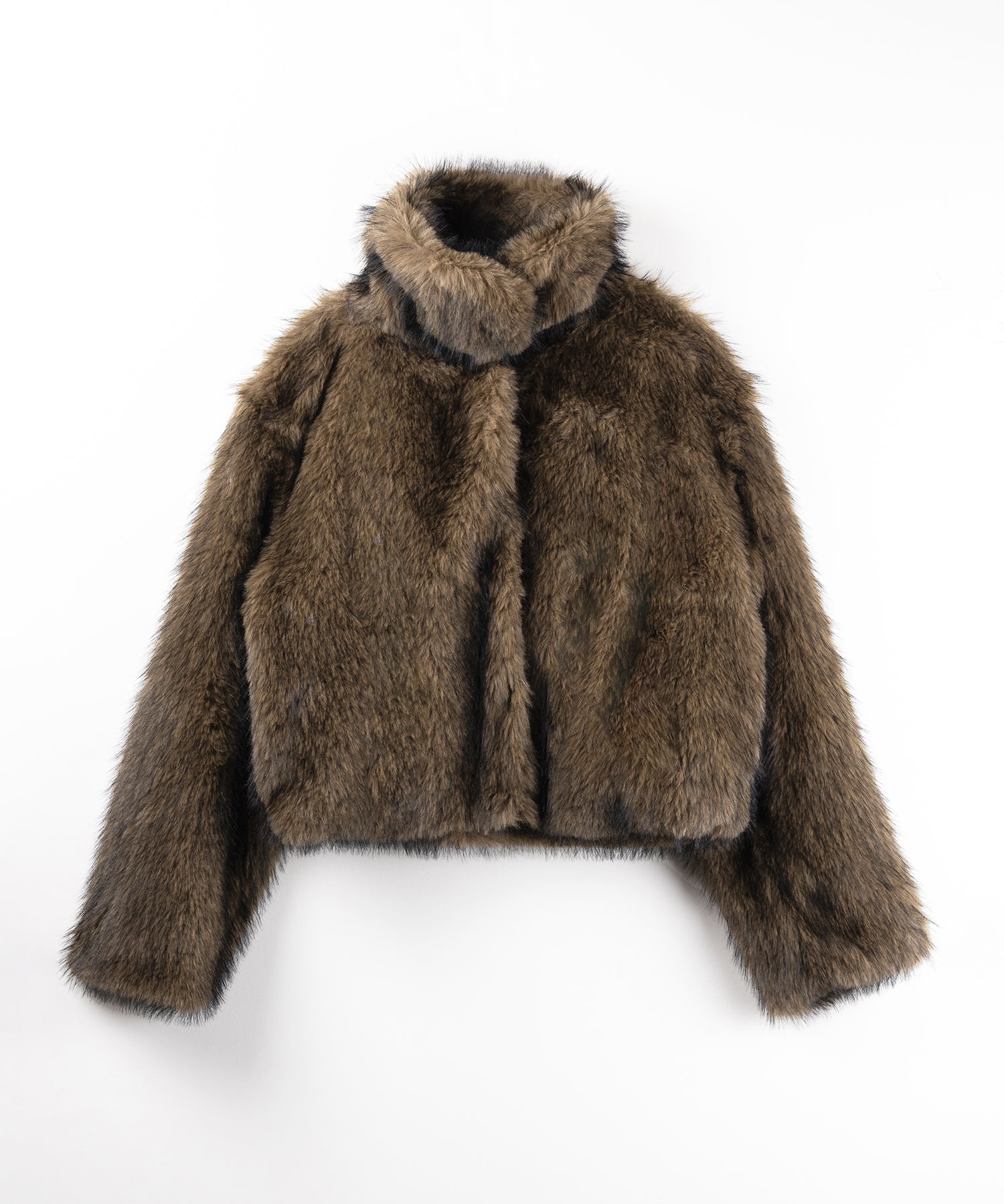 スタンドカラーミックスファーショートコート ／ stand-collar mix fur short coat