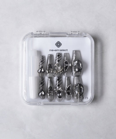ビジューストーングリッターシアーネイルチップ ／ bijou stone glitter sheer nail tips