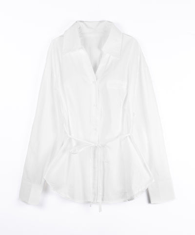 ストラップリボンレディフレアシャツ ／ strap ribbon lady flare shirts