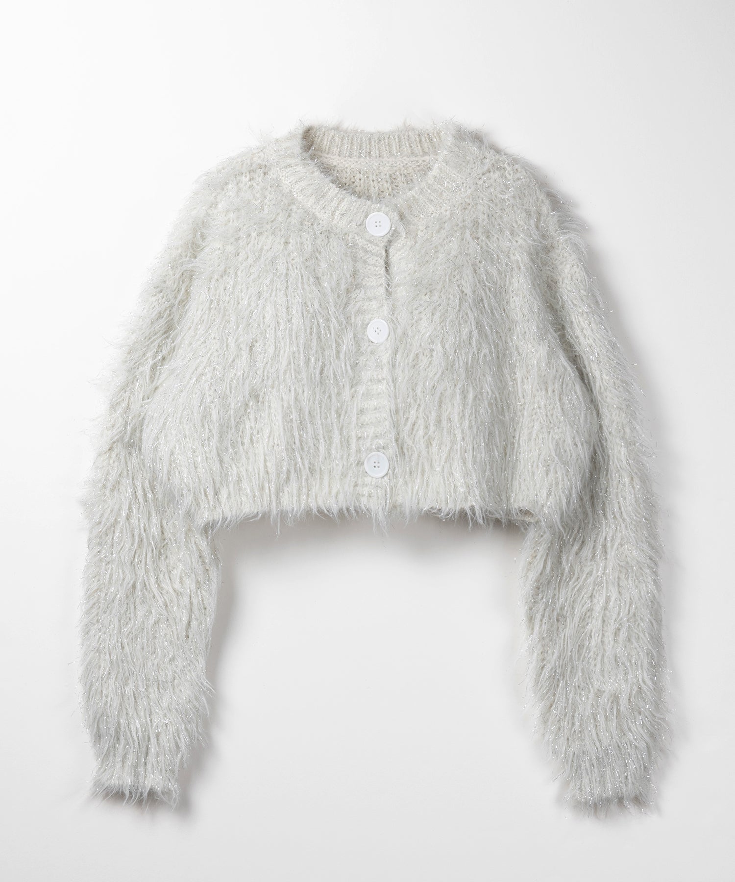 【 ２color 】ラメシャギーショートニットカーディガン ／ rame shaggy short knit cardigan