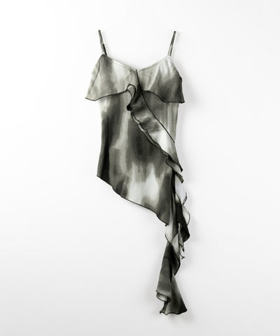 タイダイサテンアシンメトリーフリルキャミソールビスチェ ／ tiedye satin asymmetry frill camisole bustier