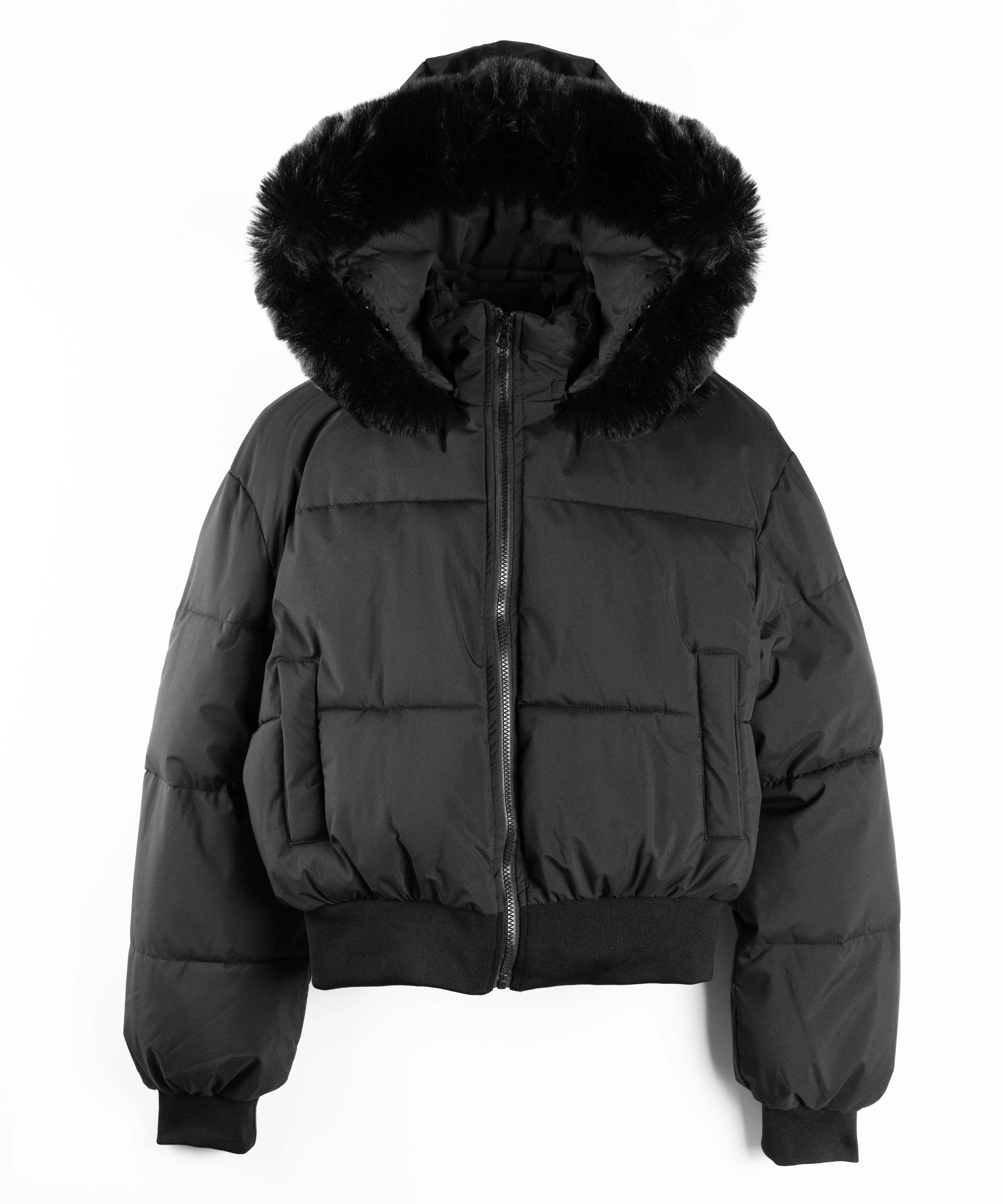 【 フード取り外し可能２ＷＡＹ 】フェイクファーフードショートダウンジャケット ／ 2WAY fake fur hoodie short down jacket