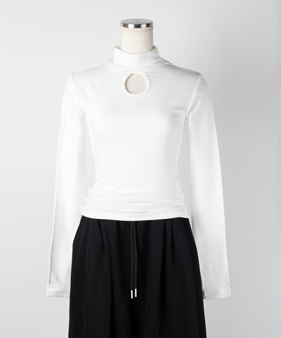 【 ３color 】裏起毛カットアウトプチハイネックトップス ／ urakimo cutout puchi highneck tops